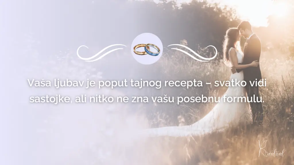 Primjer kratke čestitke za vjenčanje.