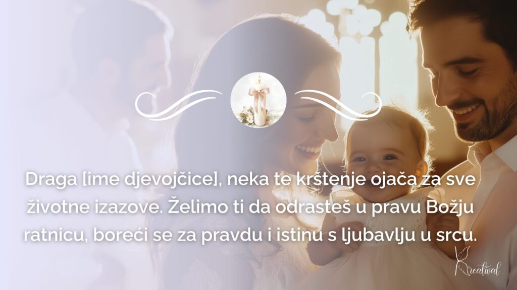 Primjer čestitke za krštenje djevojčice.