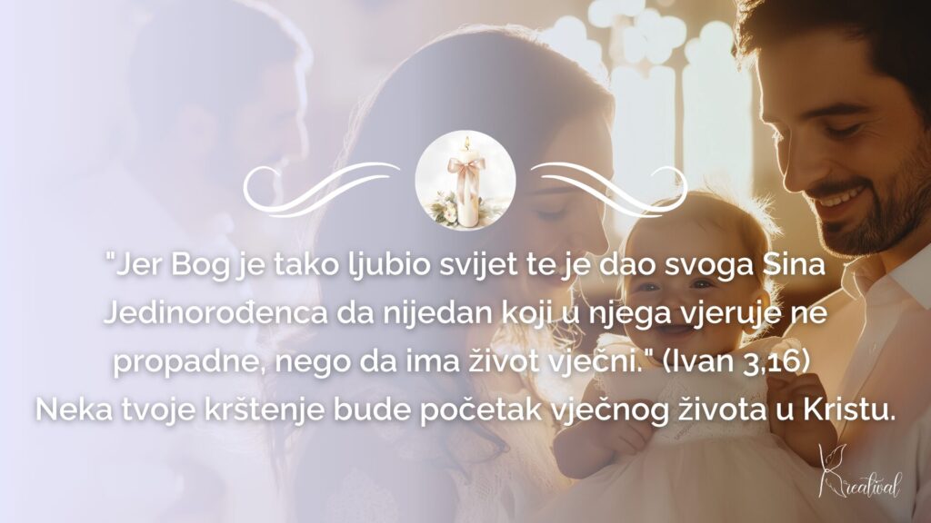 Primjer čestitke za krštenje s citatom iz Biblije.