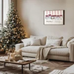 Božićni poster s imenima članova obitelji na kuglicama