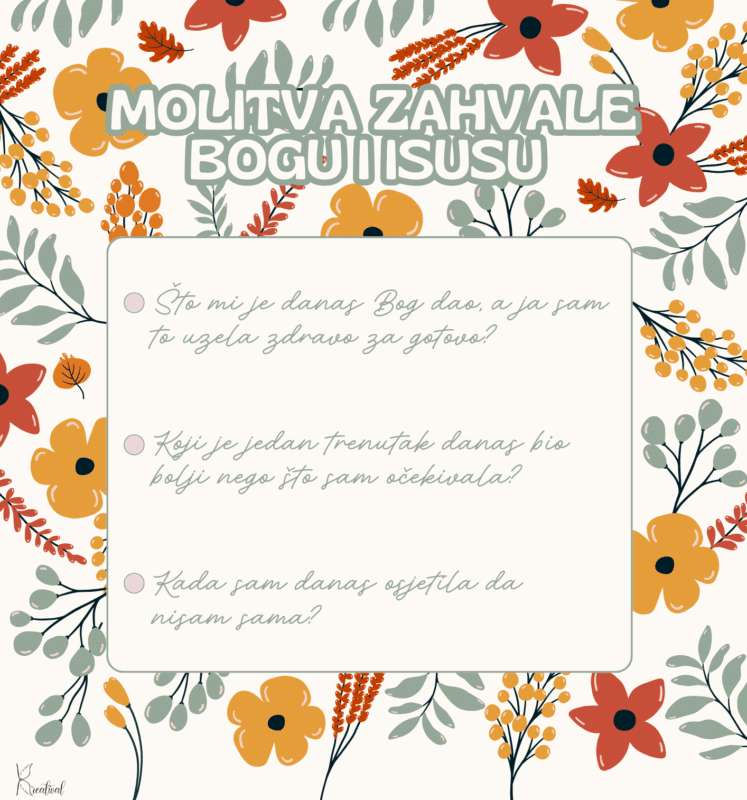 Pitanja za razmišljanje za molitvu zahvale Bogu i Isusu.